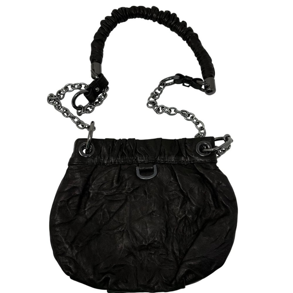 Rafe New York Black Leather Purse Shoulder Bag Chain Strap Interior Bucket Hobo